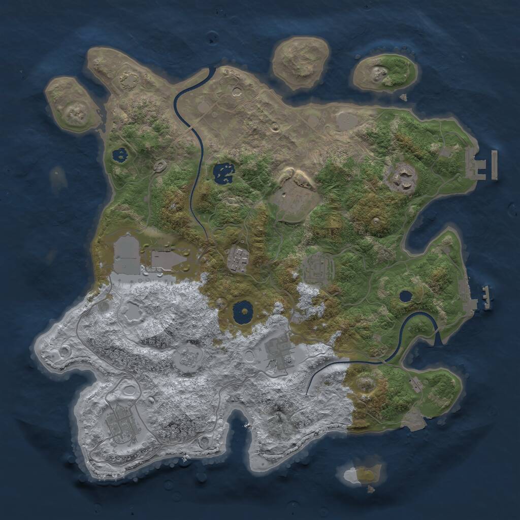 Rust Map: Procedural Map, Size: 3500, Seed: 93989497, 14 Monuments