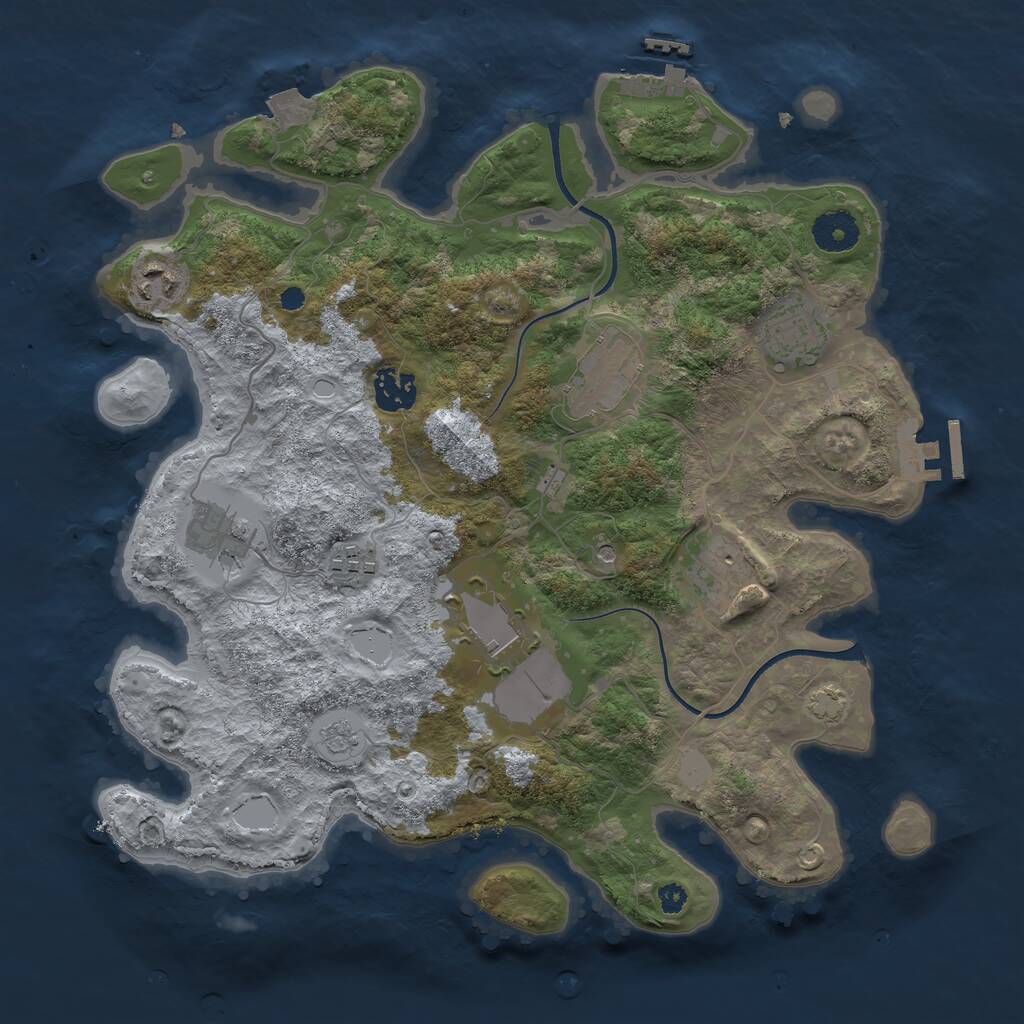 Rust Map: Procedural Map, Size: 3500, Seed: 48951728, 14 Monuments