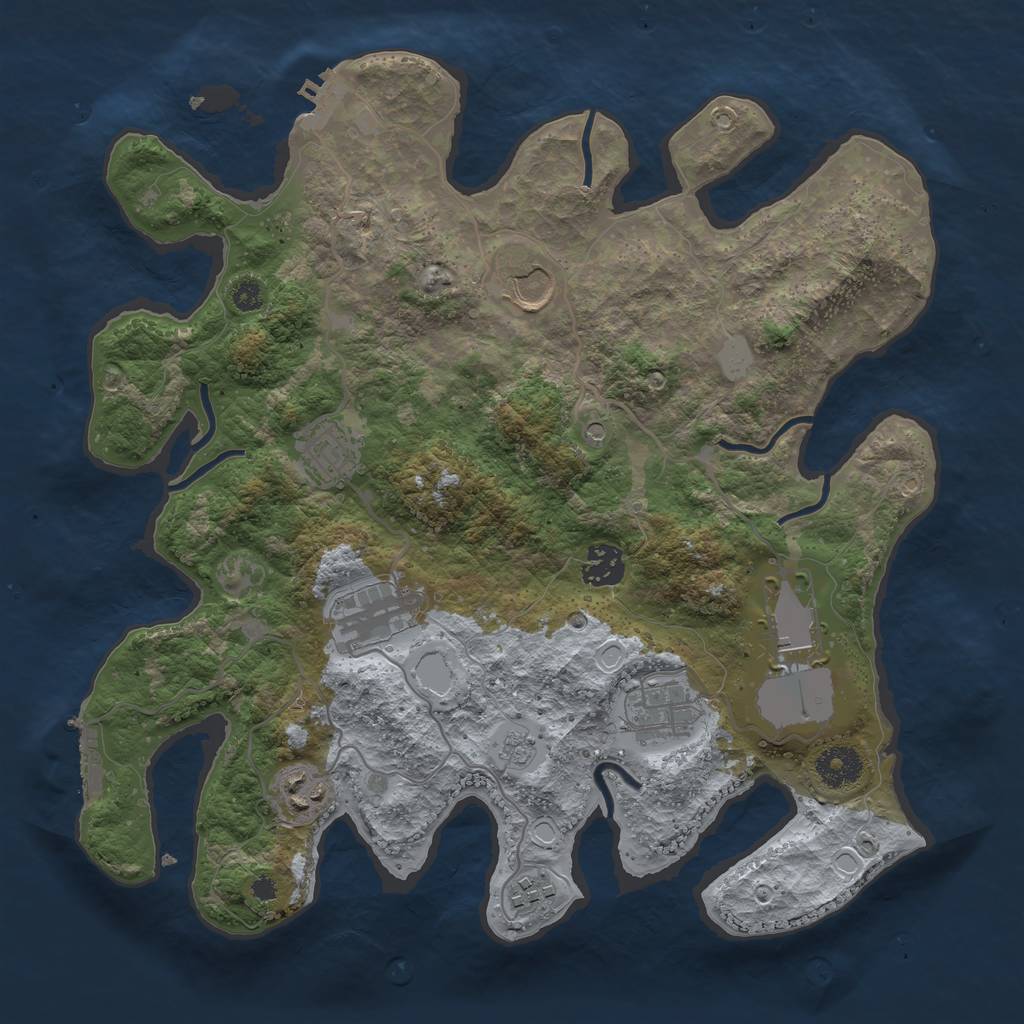 Rust Map: Procedural Map, Size: 3500, Seed: 98217271, 17 Monuments