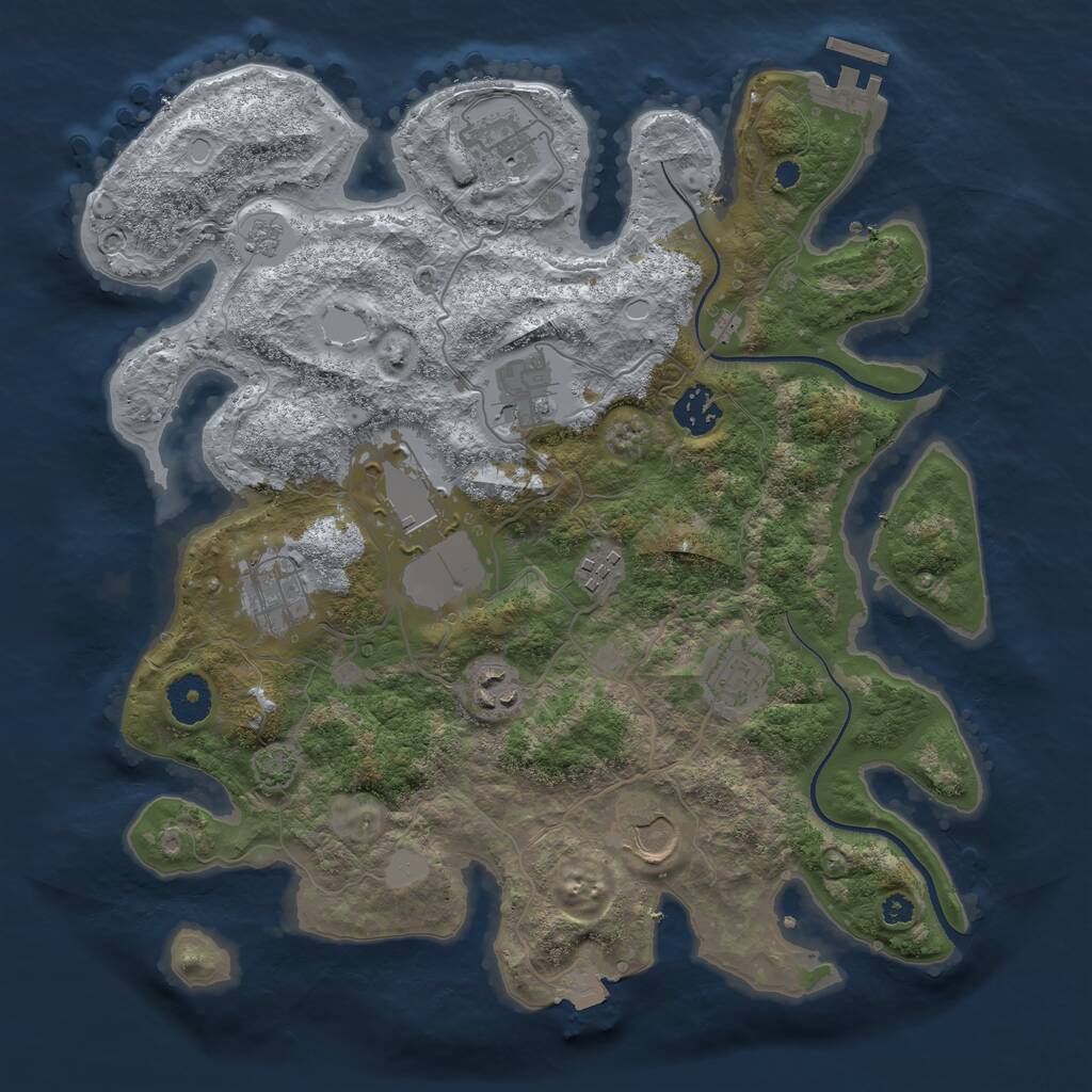 Rust Map: Procedural Map, Size: 3500, Seed: 30596230, 13 Monuments