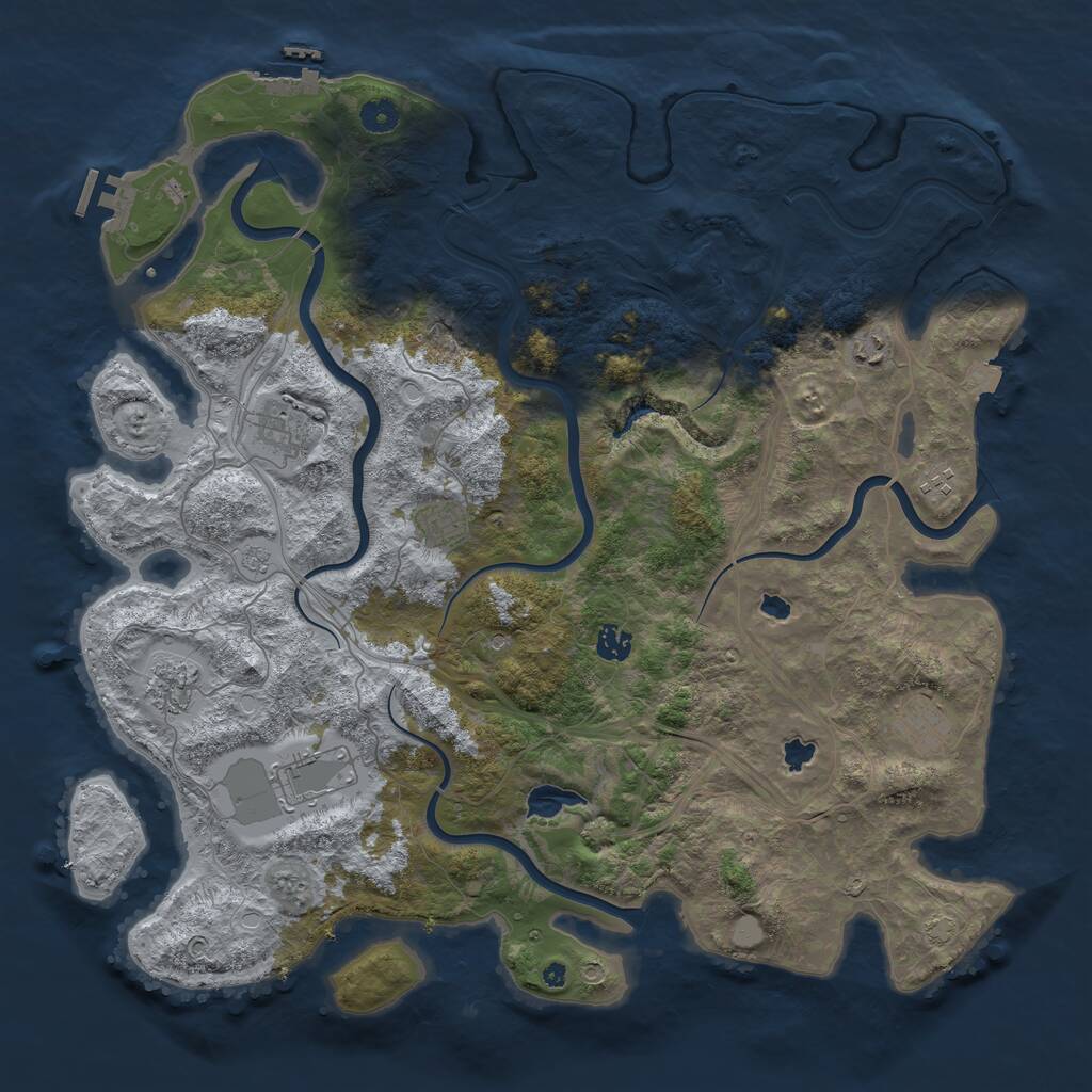 Rust Map: Procedural Map, Size: 4500, Seed: 658298265, 14 Monuments