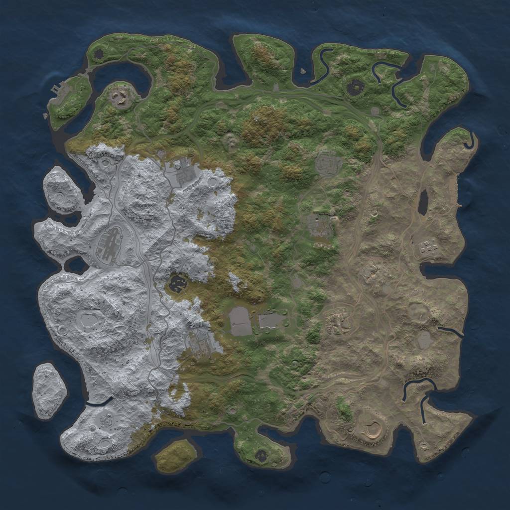 Rust Map: Procedural Map, Size: 4500, Seed: 658298265, 20 Monuments