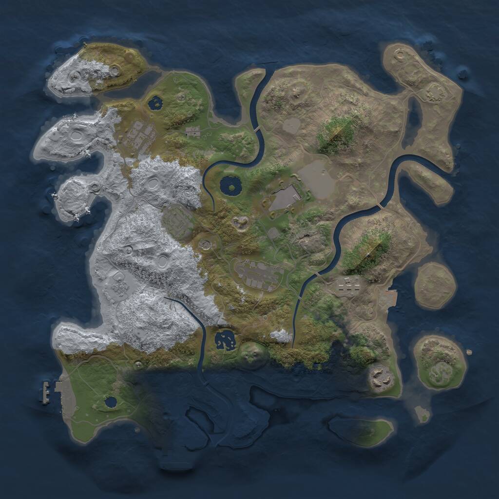 Rust Map: Procedural Map, Size: 3500, Seed: 6681, 13 Monuments