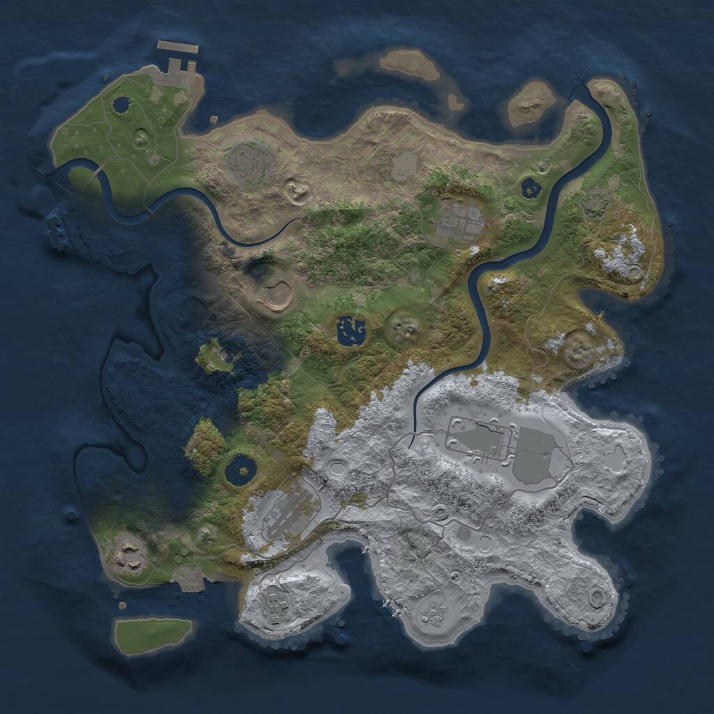 Rust Map: Procedural Map, Size: 3500, Seed: 46632569, 14 Monuments