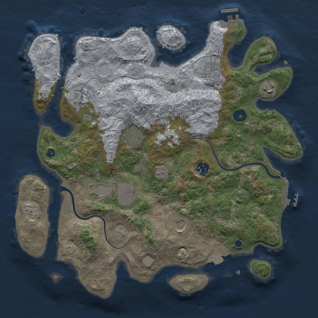 Rust Map: Procedural Map, Size: 3700, Seed: 39946142, 14 Monuments