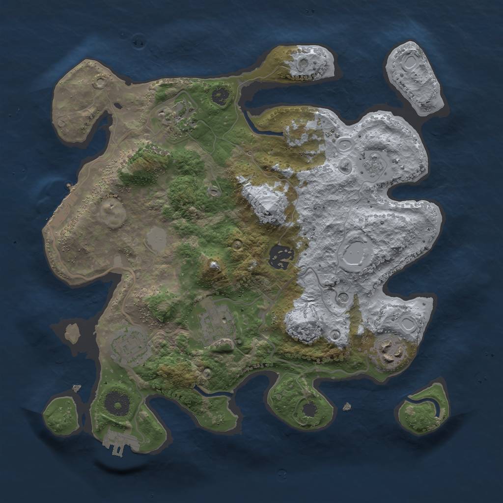 Rust Map: Procedural Map, Size: 3000, Seed: 1076728765, 12 Monuments