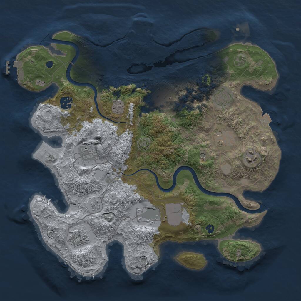 Rust Map: Procedural Map, Size: 3500, Seed: 50522981, 15 Monuments