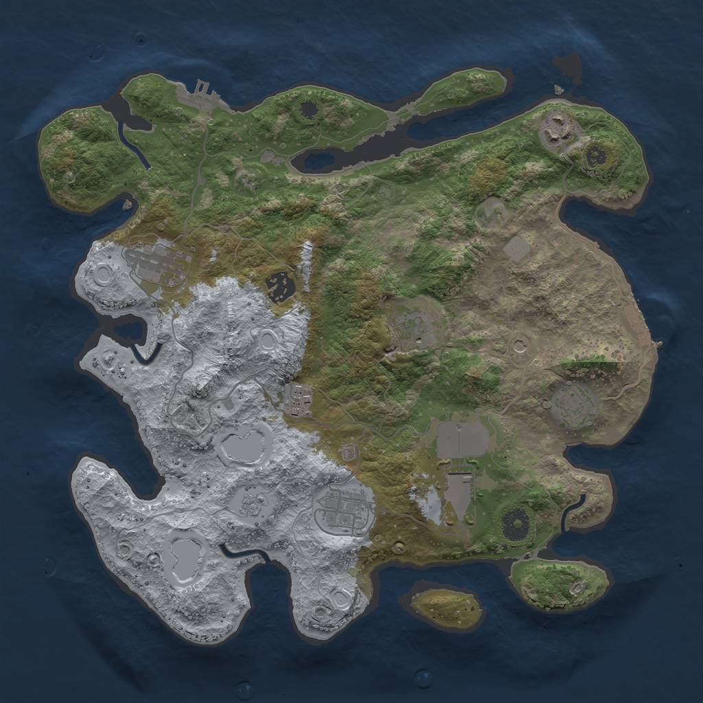 Rust Map: Procedural Map, Size: 3500, Seed: 50522981, 17 Monuments
