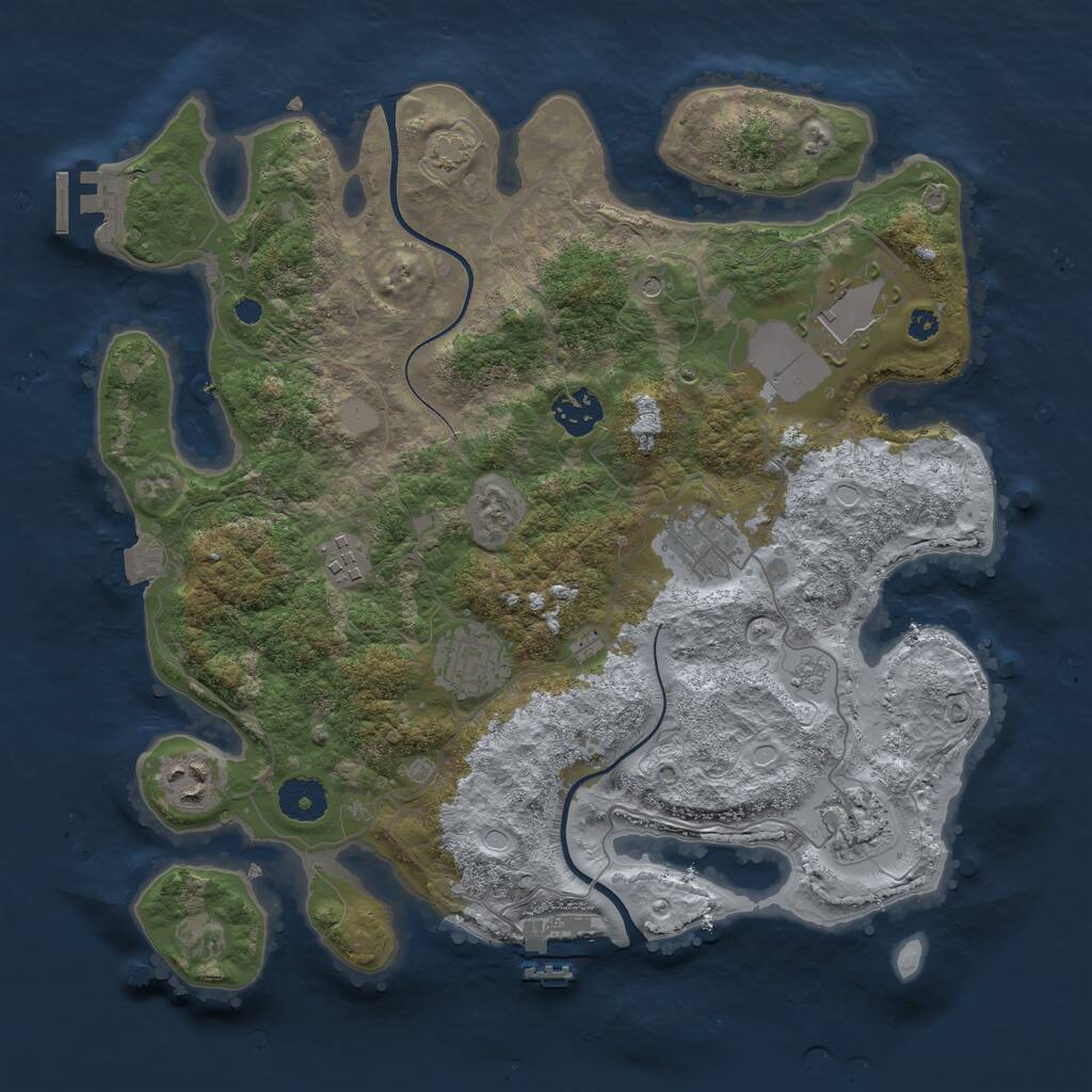 Rust Map: Procedural Map, Size: 3500, Seed: 29400720, 13 Monuments