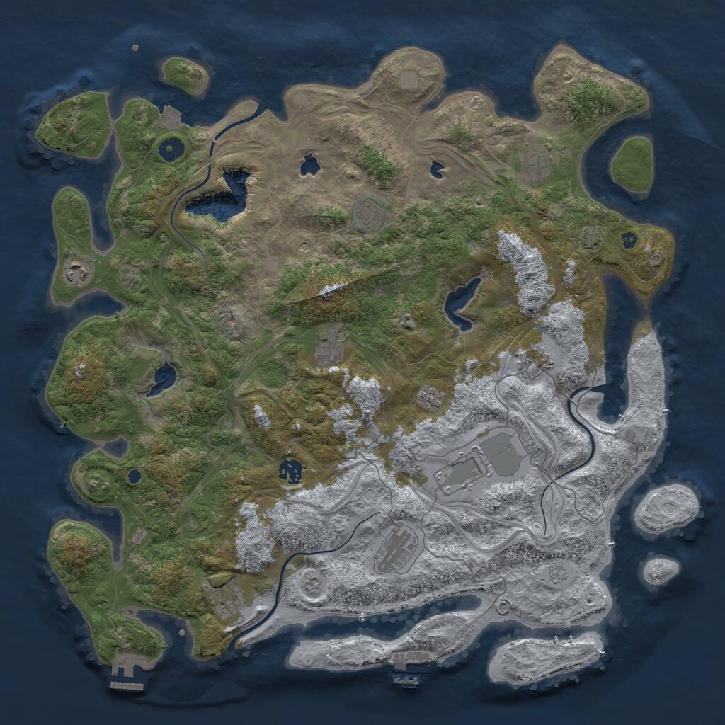 Rust Map: Procedural Map, Size: 4500, Seed: 523603162, 16 Monuments