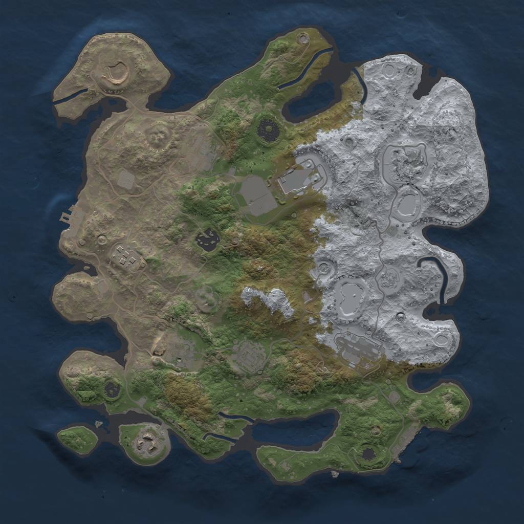 Rust Map: Procedural Map, Size: 3500, Seed: 1971137371, 19 Monuments