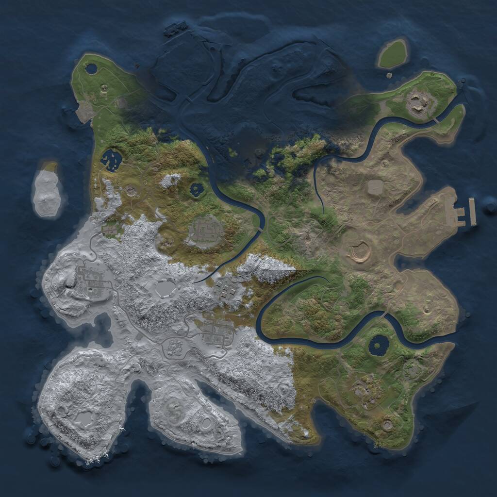 Rust Map: Procedural Map, Size: 3600, Seed: 1688751481, 15 Monuments