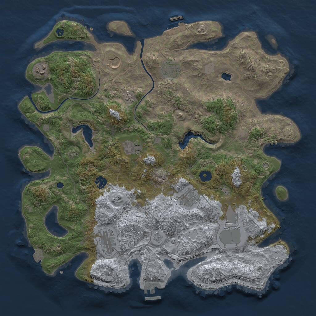 Rust Map: Procedural Map, Size: 4000, Seed: 1345, 15 Monuments
