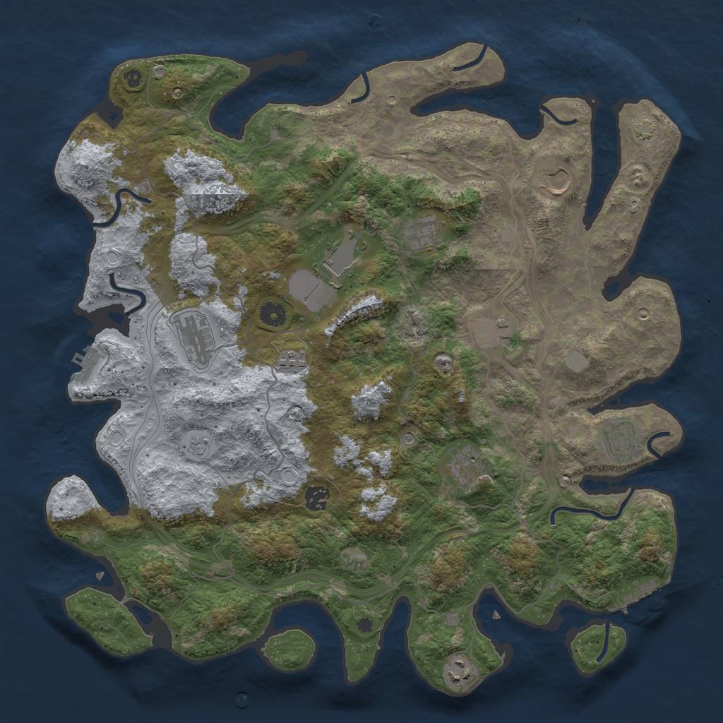 Rust Map: Procedural Map, Size: 4250, Seed: 74589, 18 Monuments