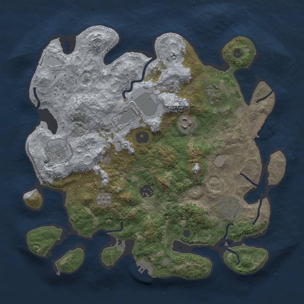Rust Map: Procedural Map, Size: 3500, Seed: 380970139, 16 Monuments