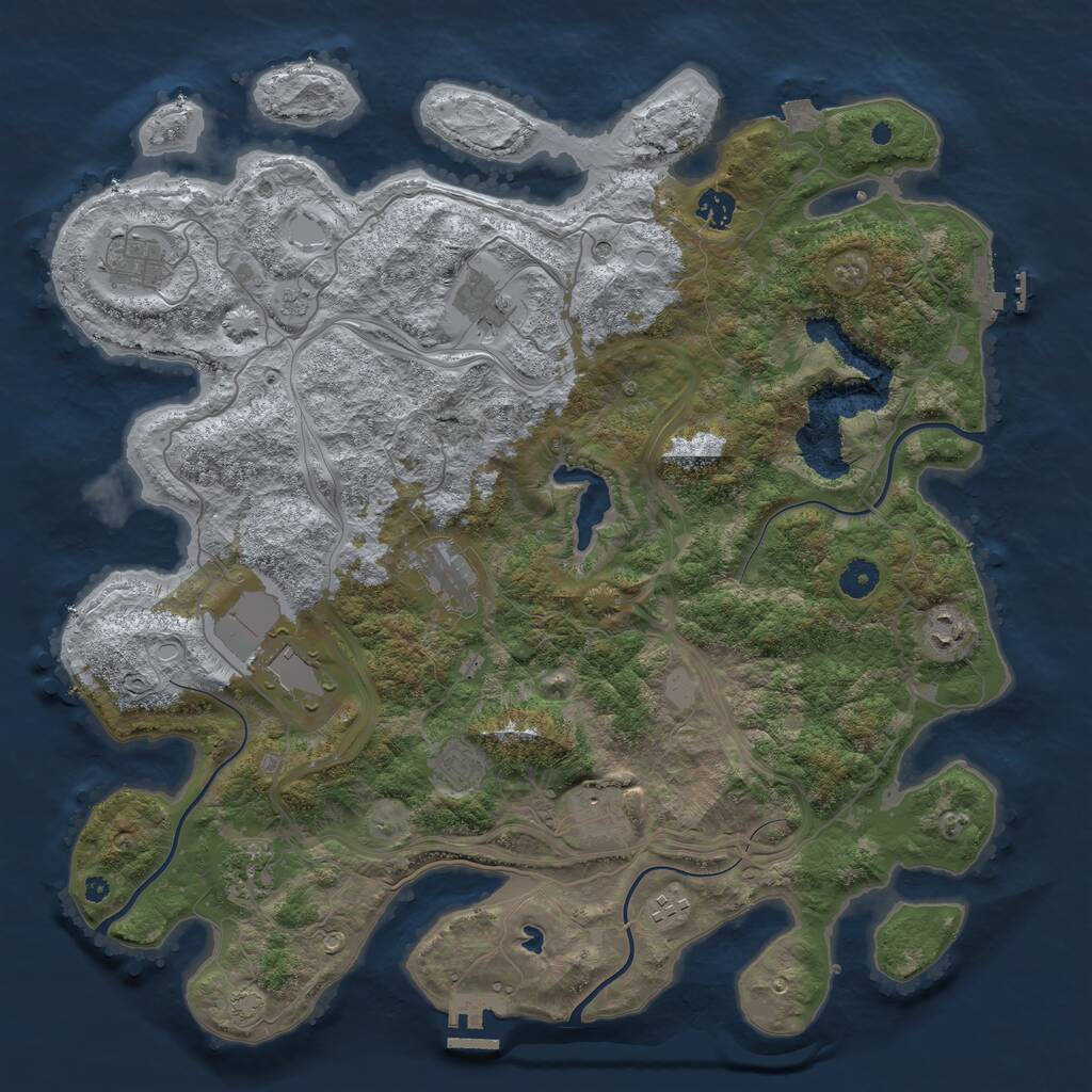 Rust Map: Procedural Map, Size: 4250, Seed: 853591894, 16 Monuments