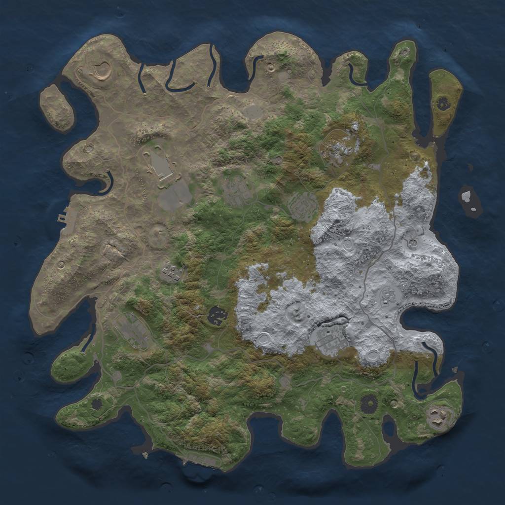 Rust Map: Procedural Map, Size: 4000, Seed: 1049495503, 19 Monuments