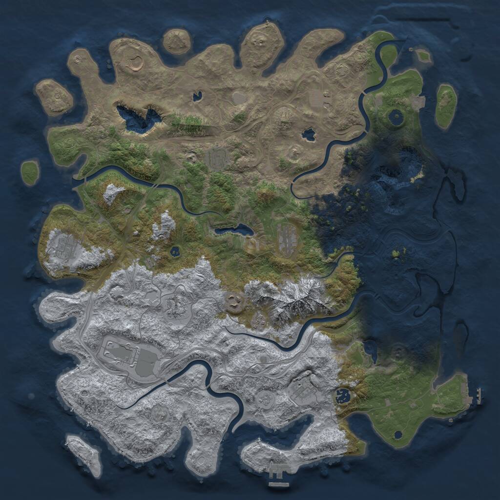 Rust Map: Procedural Map, Size: 5000, Seed: 9057623, 17 Monuments