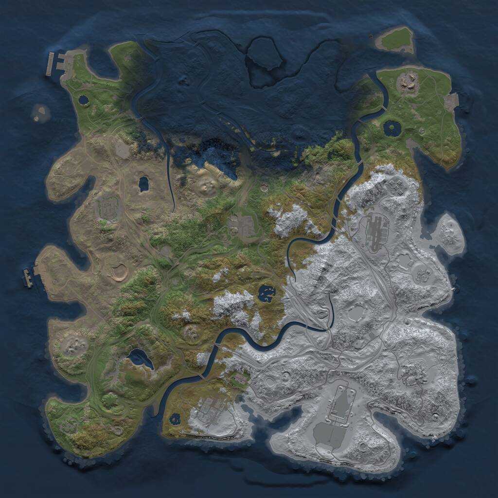 Rust Map: Procedural Map, Size: 4250, Seed: 813524991, 16 Monuments