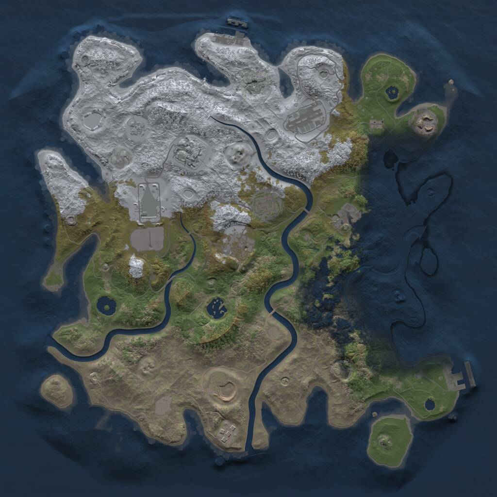 Rust Map: Procedural Map, Size: 3850, Seed: 146707712, 16 Monuments