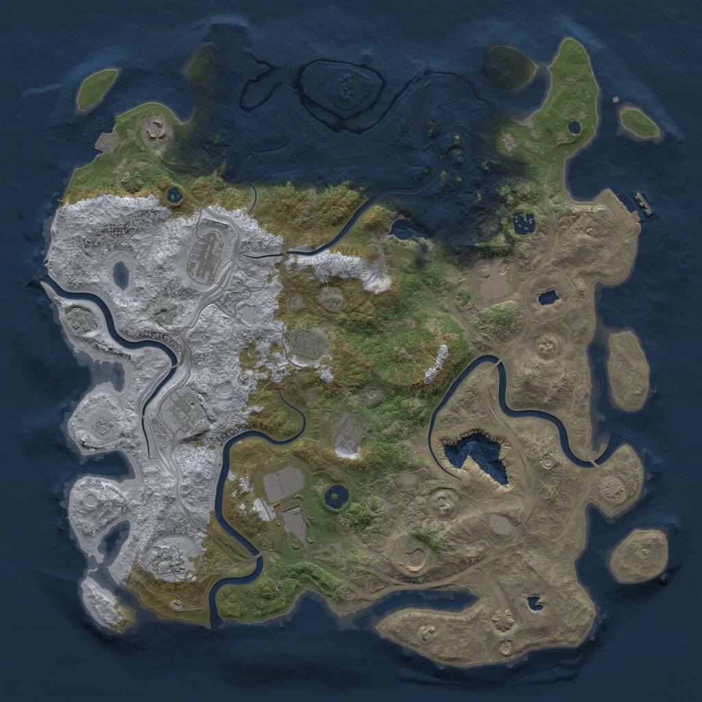 Rust Map: Procedural Map, Size: 4500, Seed: 1999488477, 17 Monuments