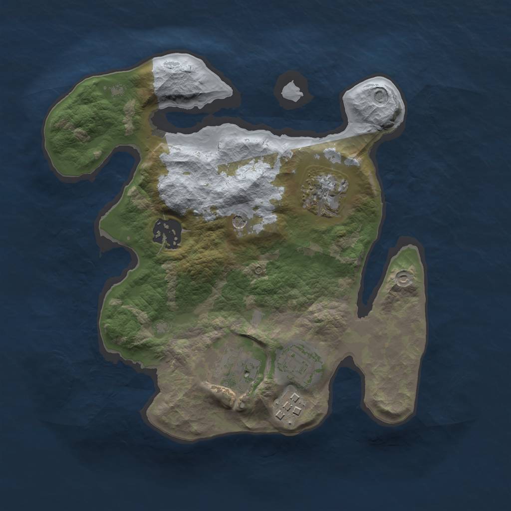 Rust Map: Barren, Size: 2500, Seed: 54657685, 8 Monuments