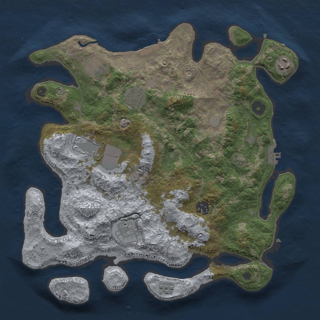 Rust Map: Procedural Map, Size: 3500, Seed: 59653183, 16 Monuments