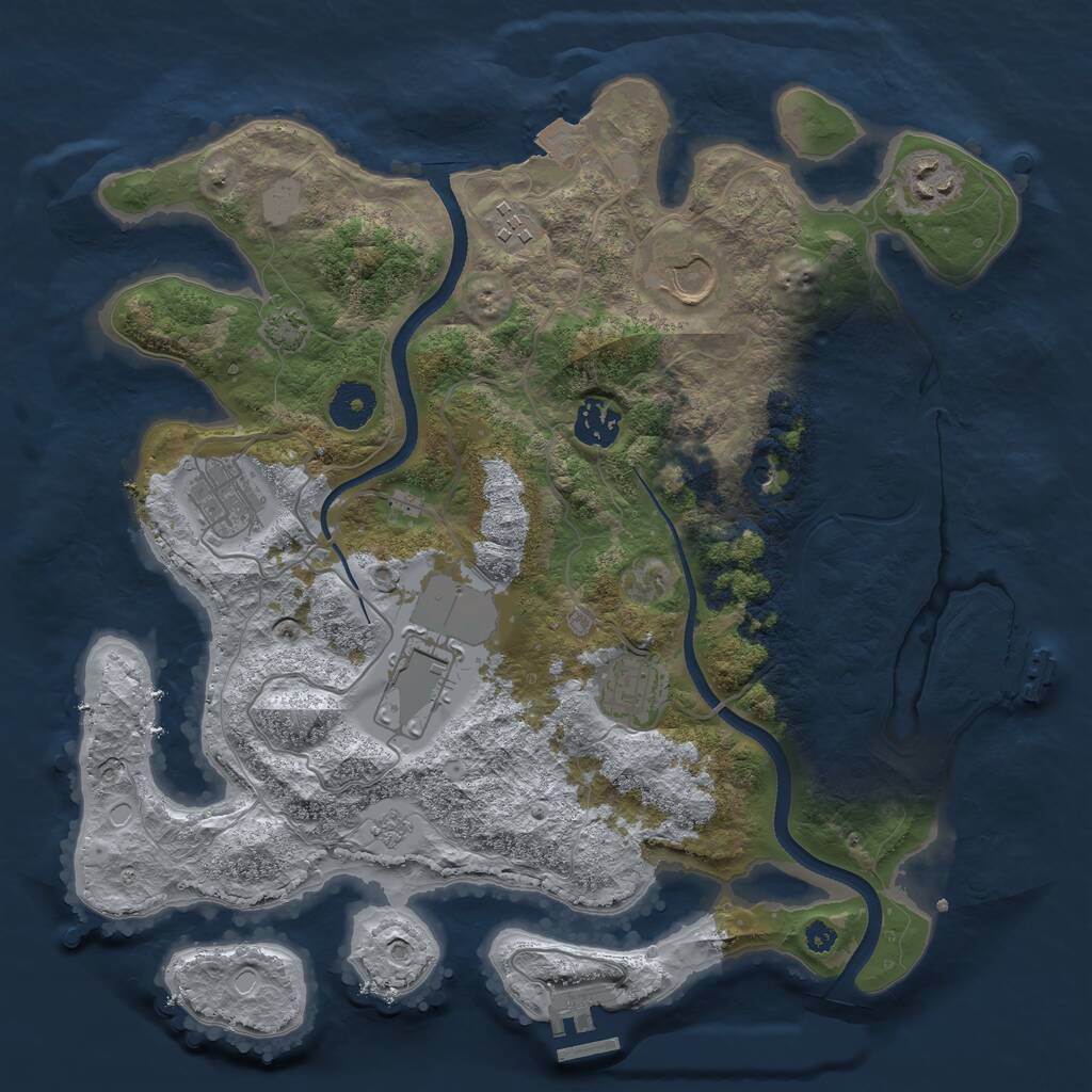 Rust Map: Procedural Map, Size: 3500, Seed: 59653183, 13 Monuments