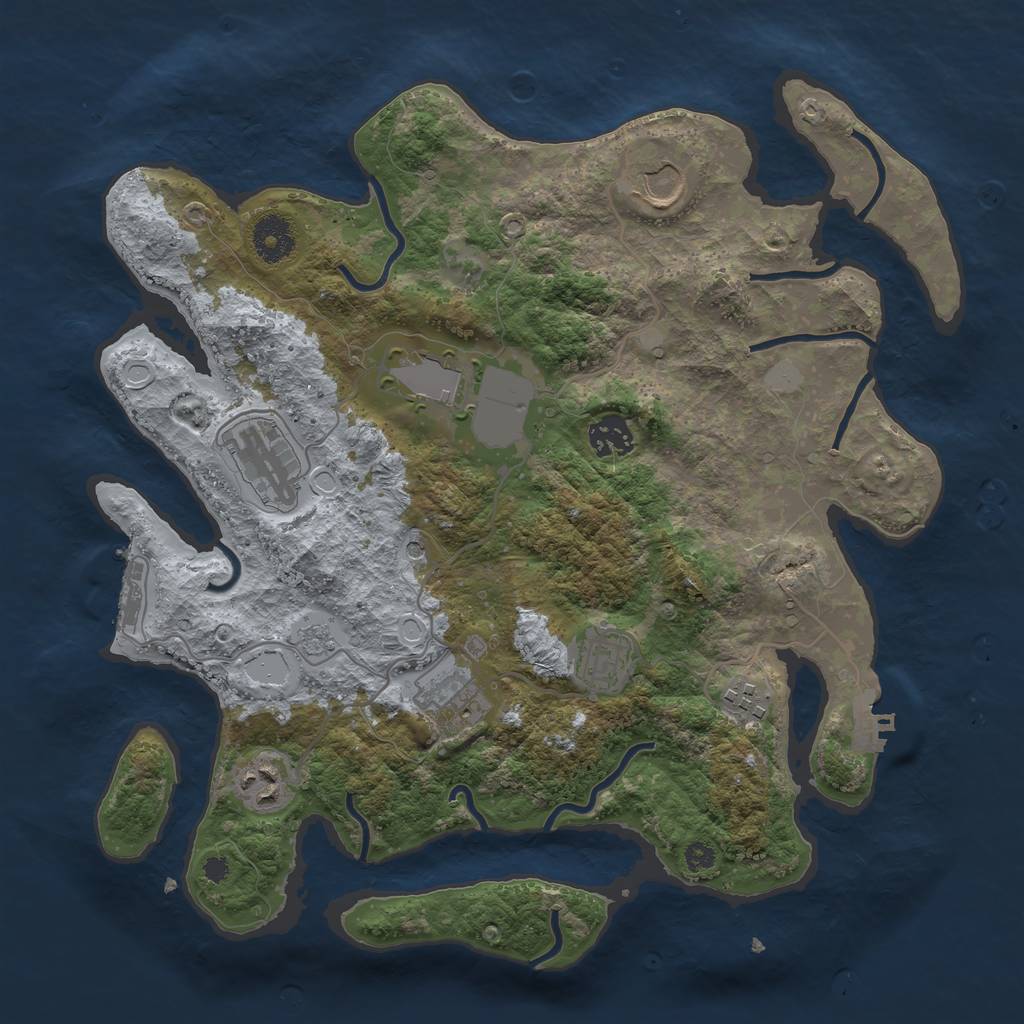 Rust Map: Procedural Map, Size: 3500, Seed: 90392212, 17 Monuments