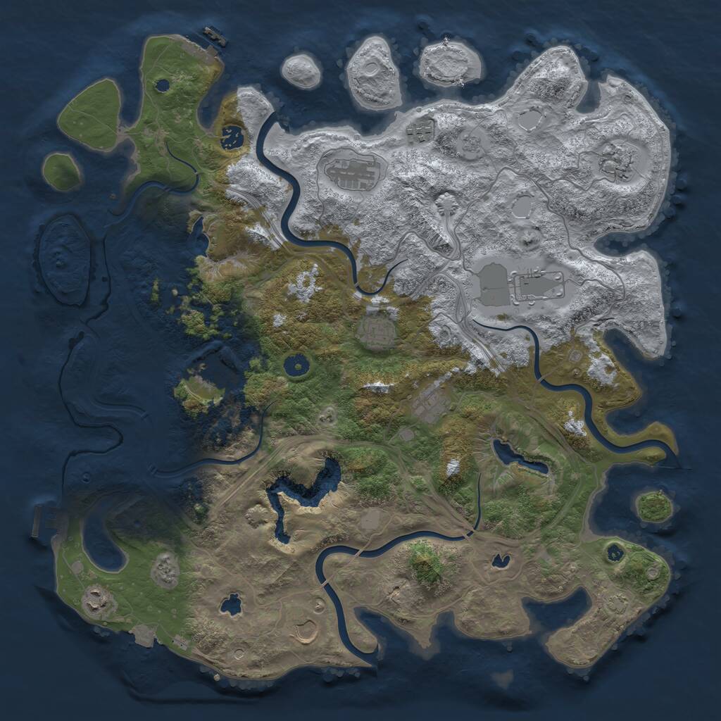 Rust Map: Procedural Map, Size: 4500, Seed: 2083062793, 16 Monuments