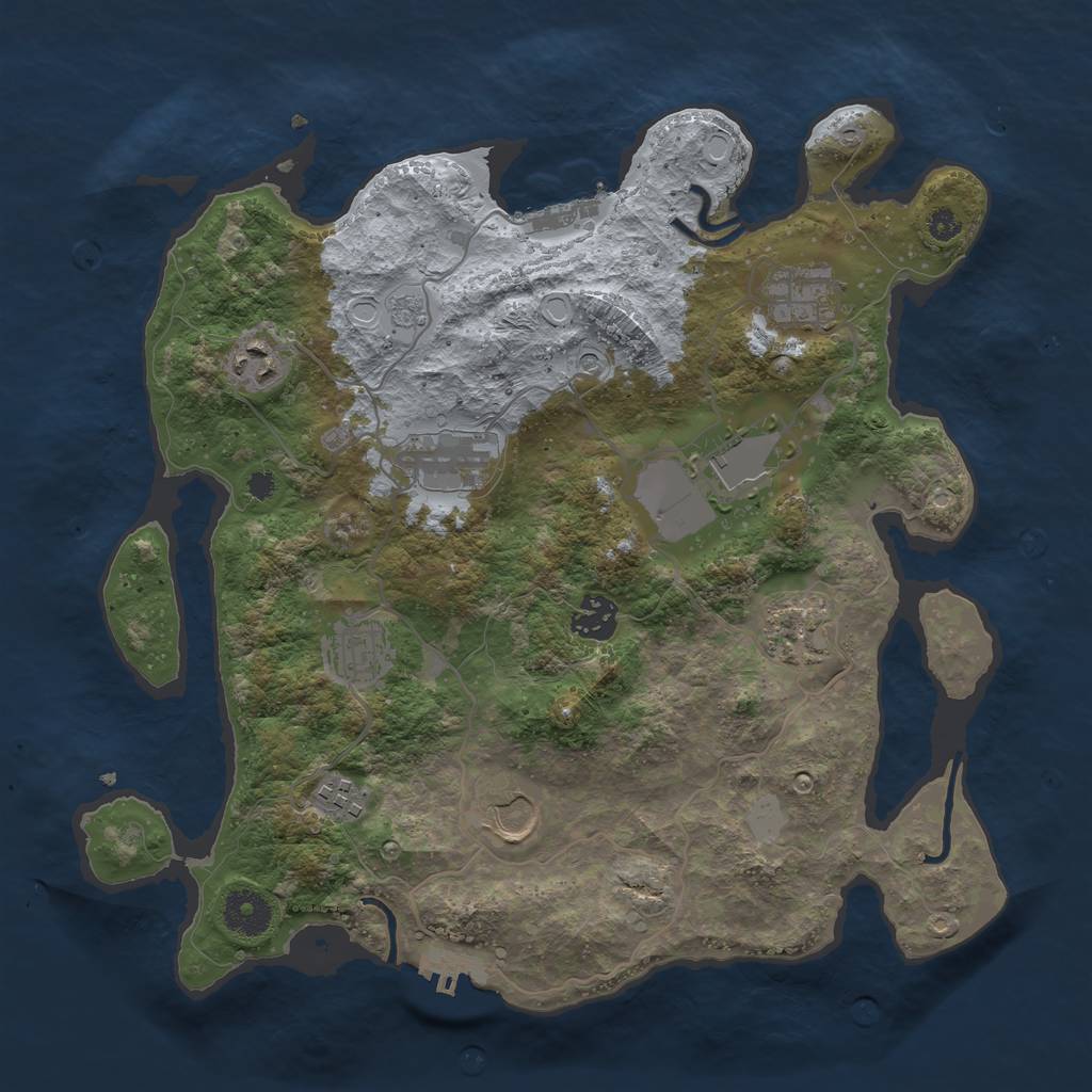 Rust Map: Procedural Map, Size: 3500, Seed: 98917274, 18 Monuments