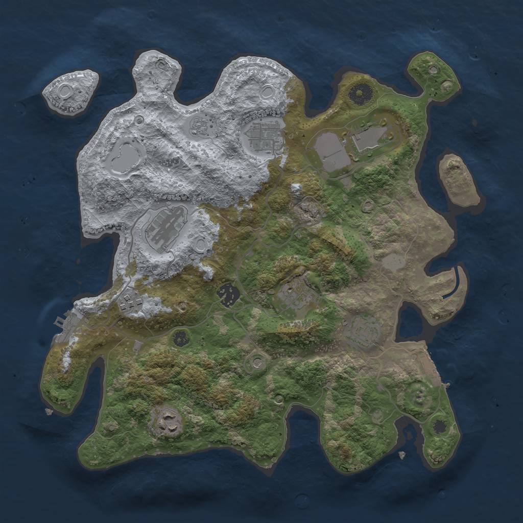 Rust Map: Procedural Map, Size: 3500, Seed: 30259, 17 Monuments