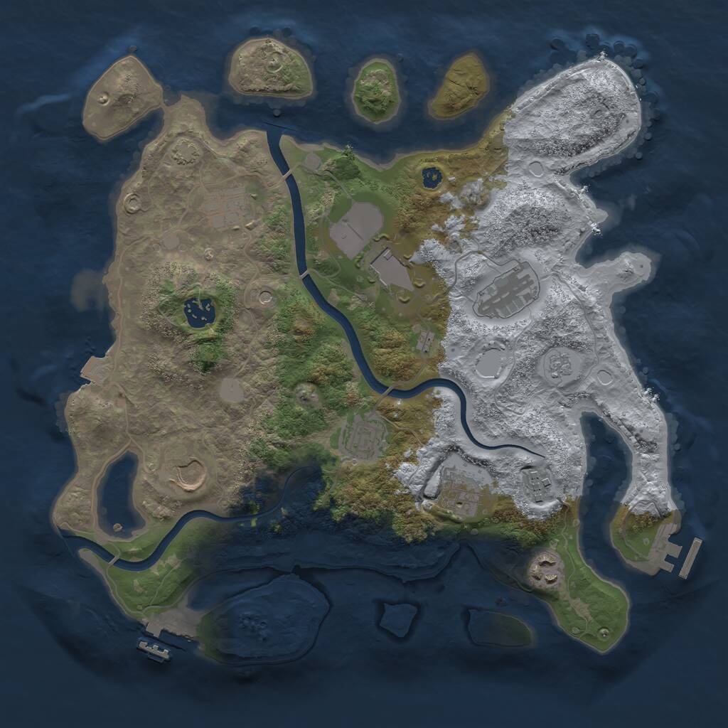 Rust Map: Procedural Map, Size: 3500, Seed: 166, 15 Monuments