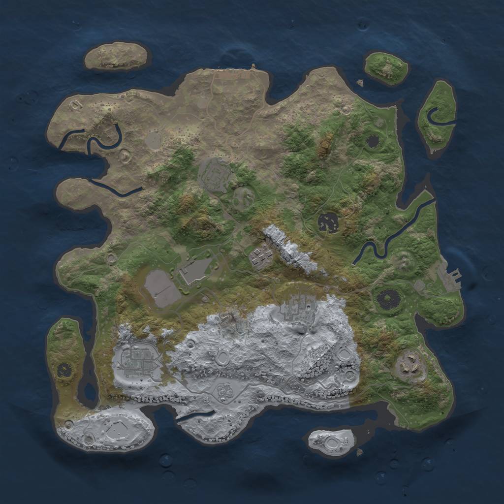 Rust Map: Procedural Map, Size: 3500, Seed: 90749123, 16 Monuments