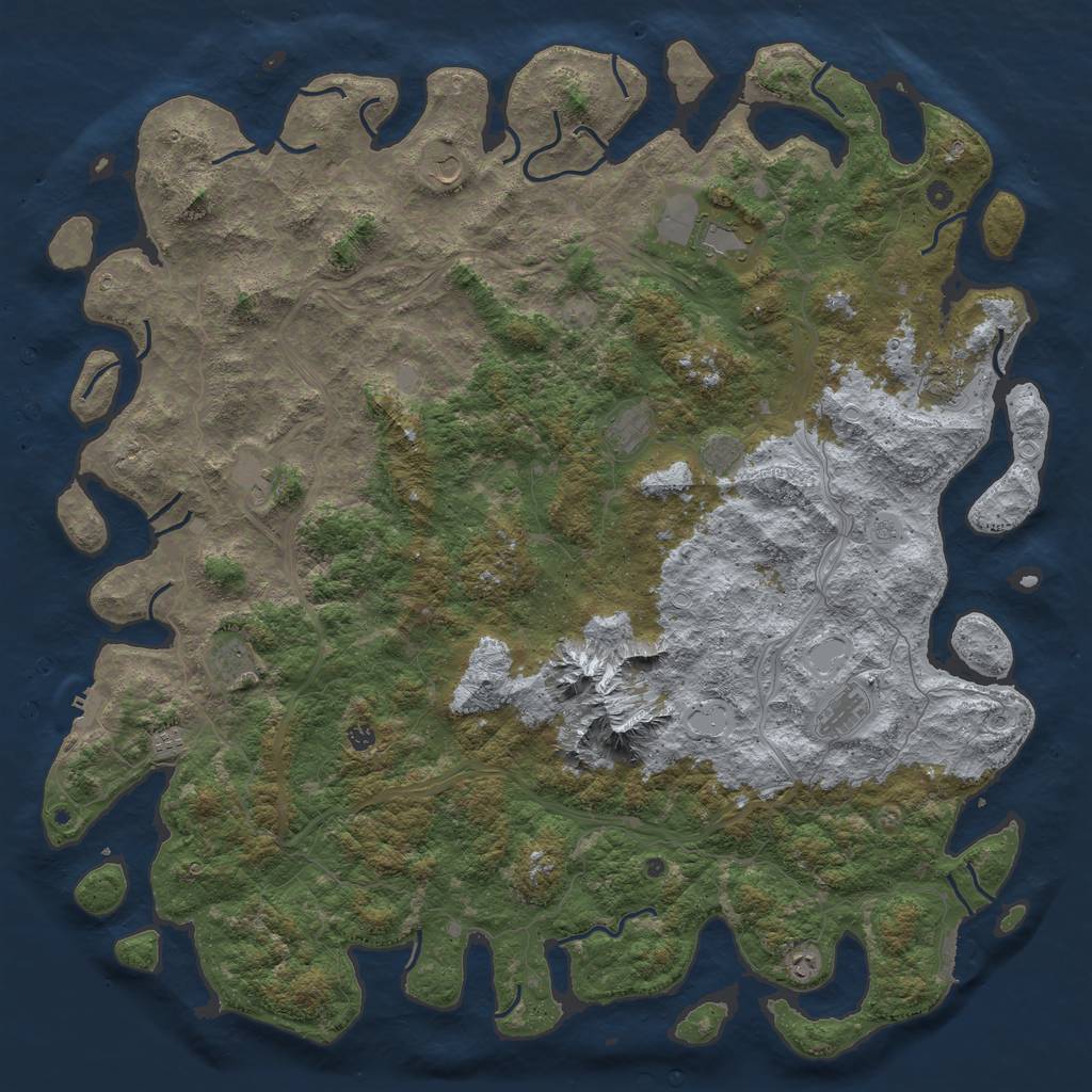 Rust Map: Procedural Map, Size: 6000, Seed: 1049495503, 18 Monuments