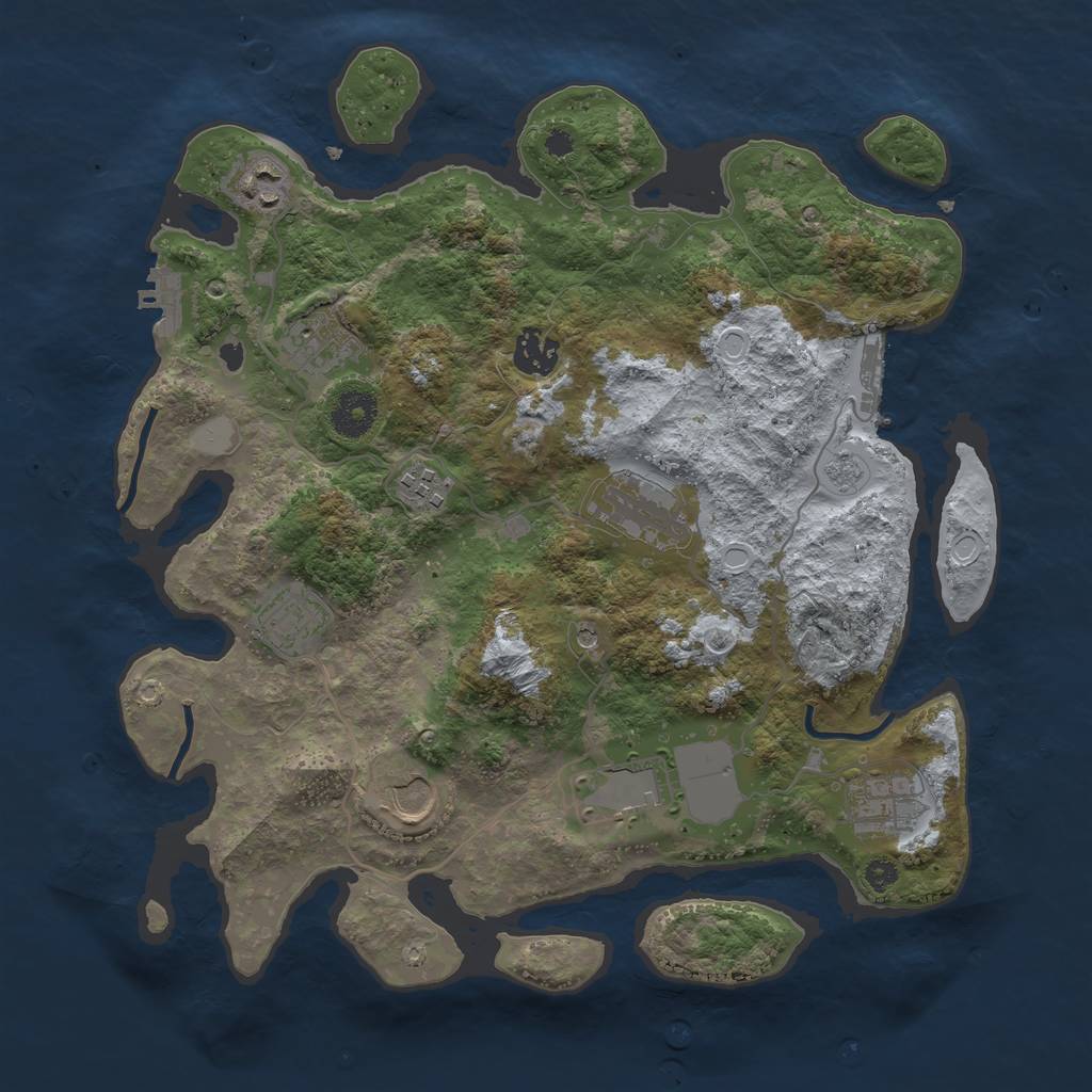Rust Map: Procedural Map, Size: 3500, Seed: 78463453, 18 Monuments