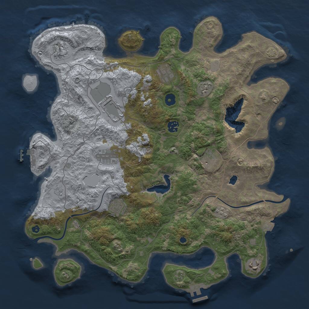 Rust Map: Procedural Map, Size: 4000, Seed: 1009287253, 15 Monuments