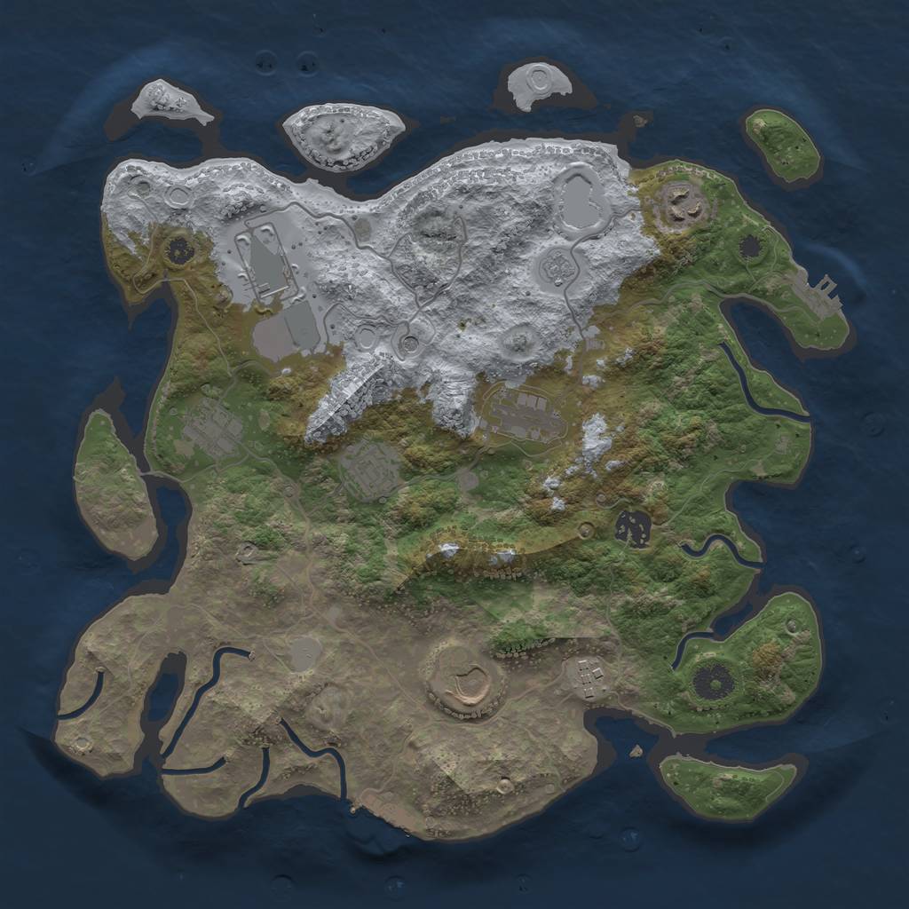Rust Map: Procedural Map, Size: 3600, Seed: 382313871, 15 Monuments