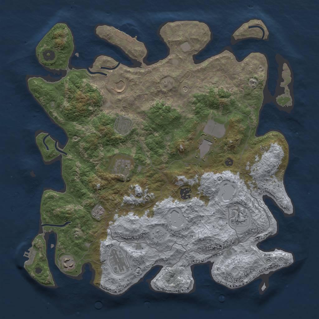 Rust Map: Procedural Map, Size: 4000, Seed: 517561244, 16 Monuments