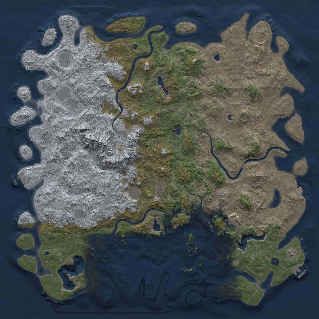 Rust Map: Procedural Map, Size: 6000, Seed: 212255973, 17 Monuments