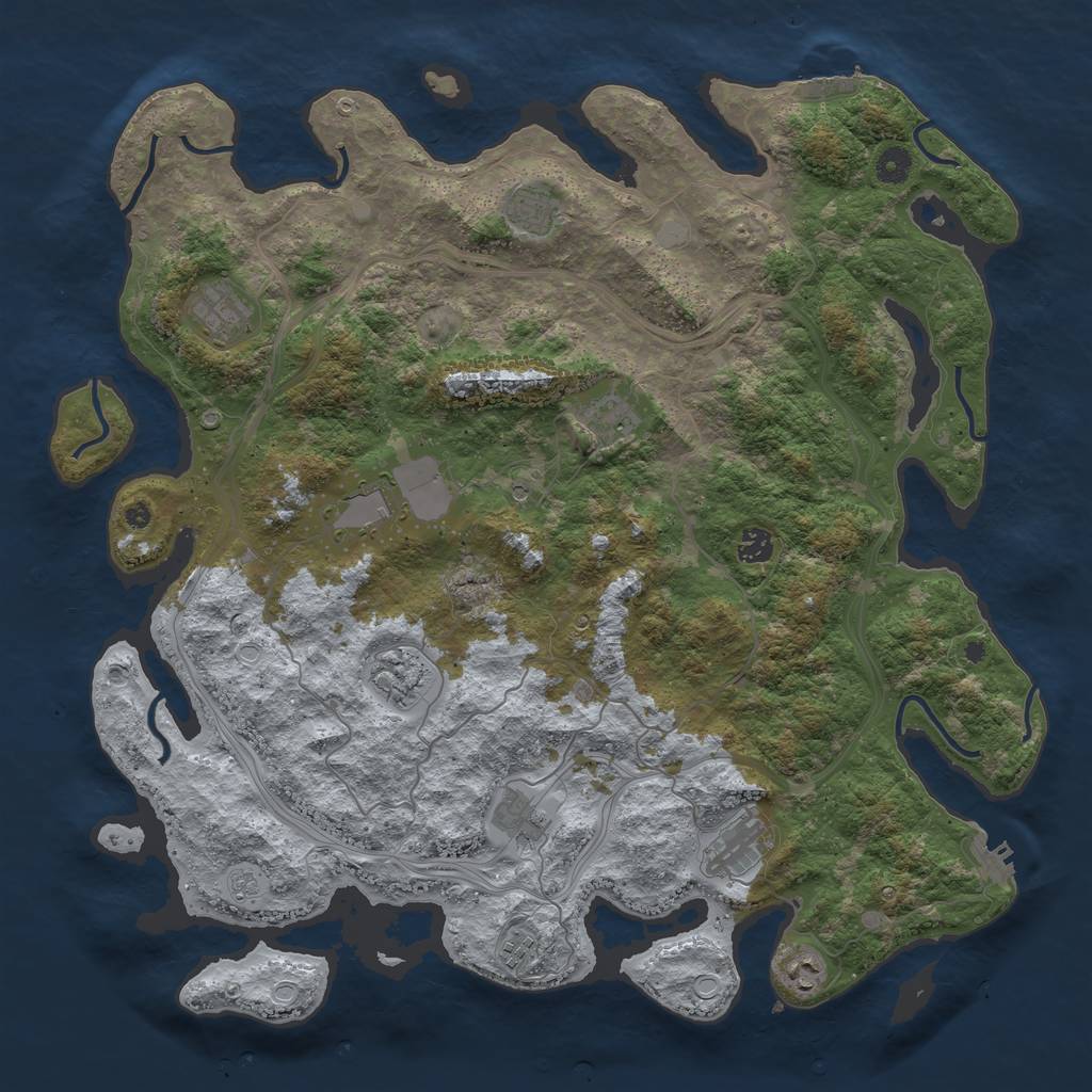 Rust Map: Procedural Map, Size: 4500, Seed: 651336898, 17 Monuments