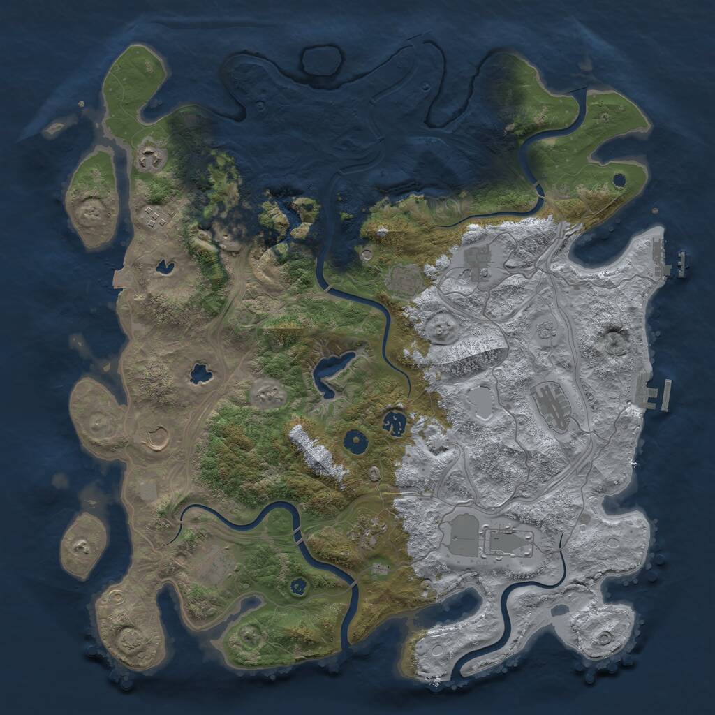 Rust Map: Procedural Map, Size: 4500, Seed: 51950542, 17 Monuments