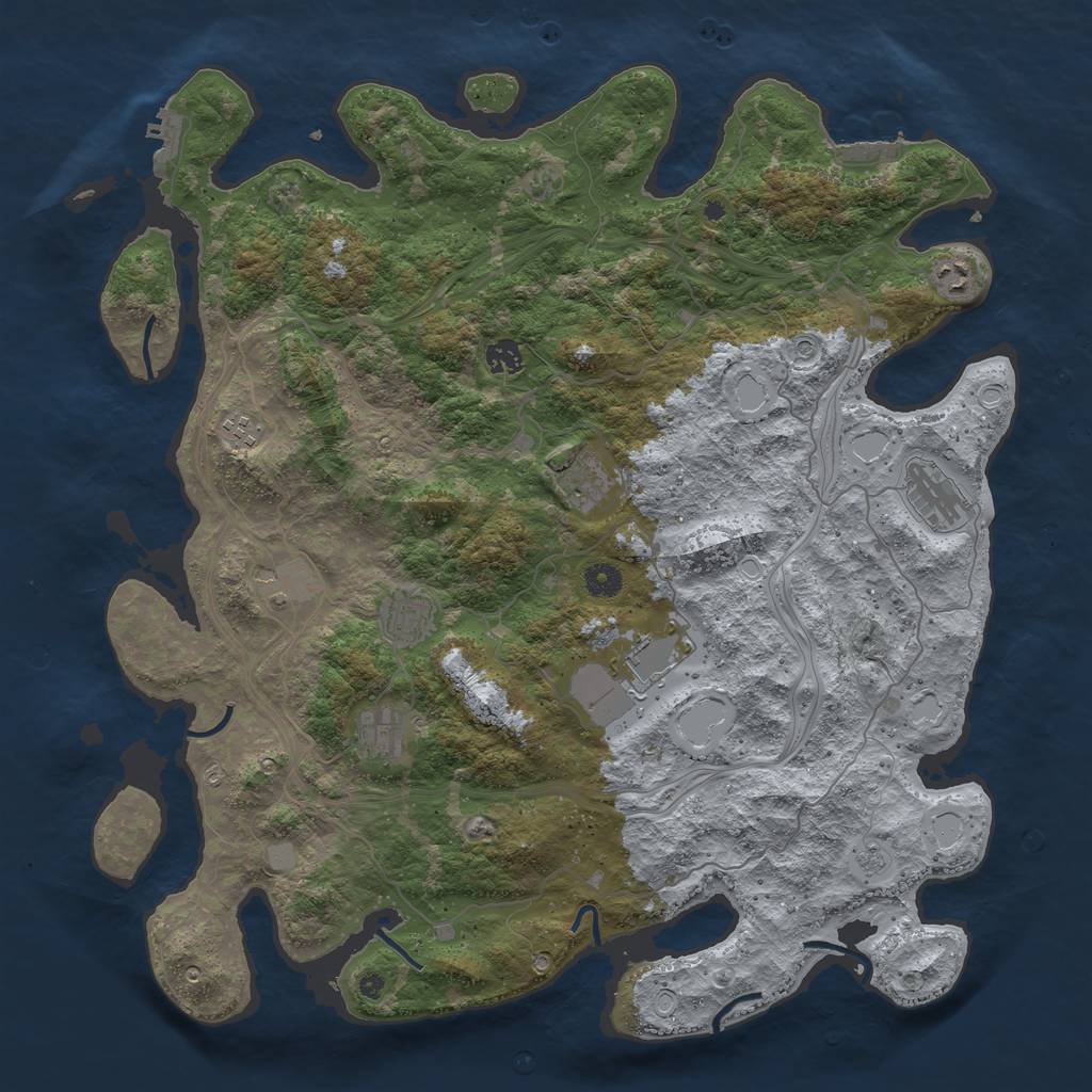 Rust Map: Procedural Map, Size: 4500, Seed: 51950542, 16 Monuments