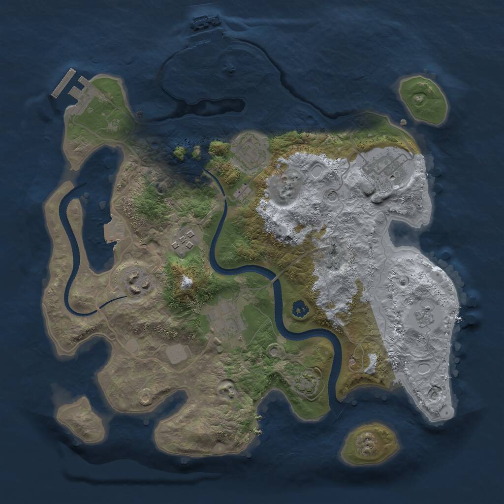 Rust Map: Procedural Map, Size: 3000, Seed: 544896779, 11 Monuments