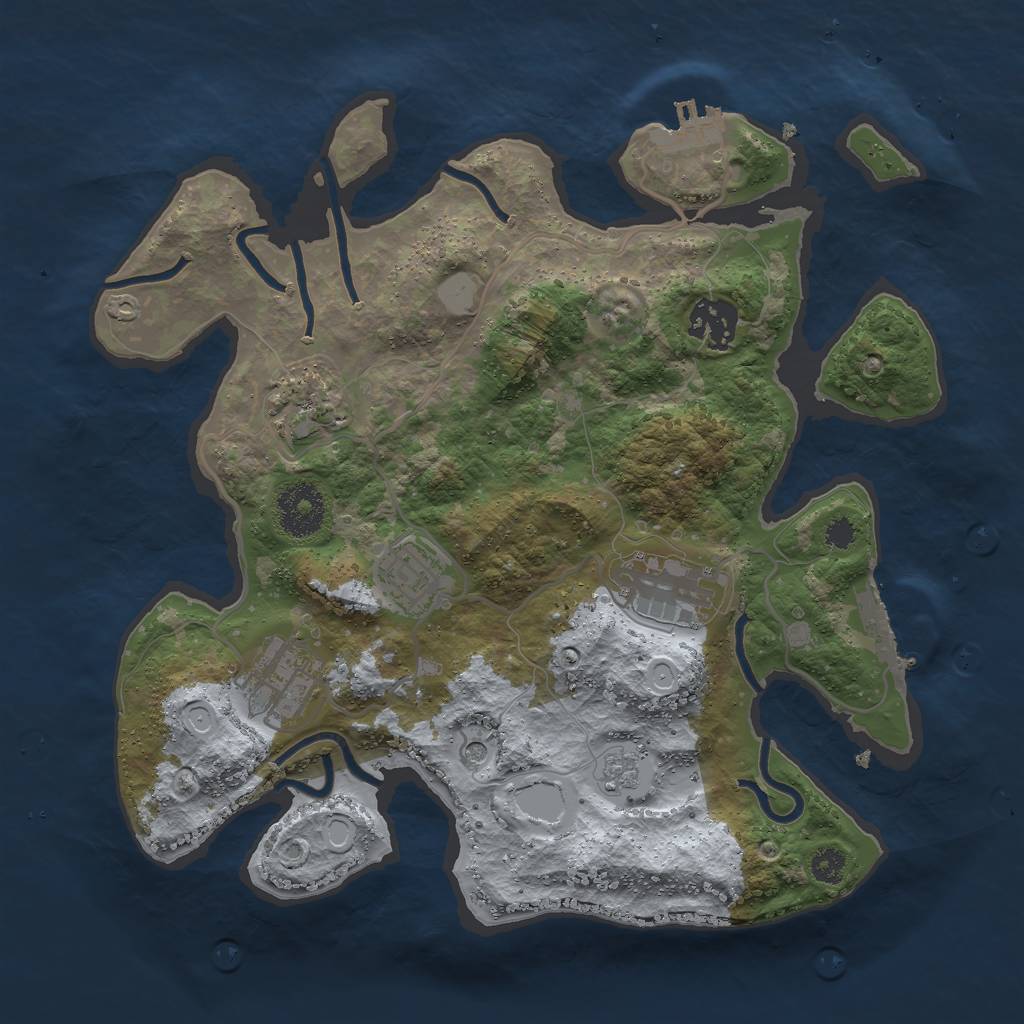 Rust Map: Procedural Map, Size: 3000, Seed: 1006527807, 12 Monuments