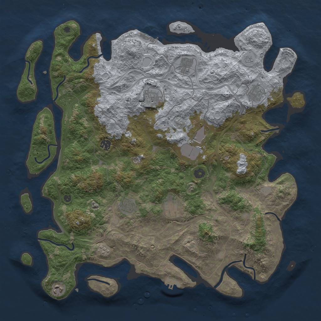 Rust Map: Procedural Map, Size: 4500, Seed: 1712191254, 16 Monuments