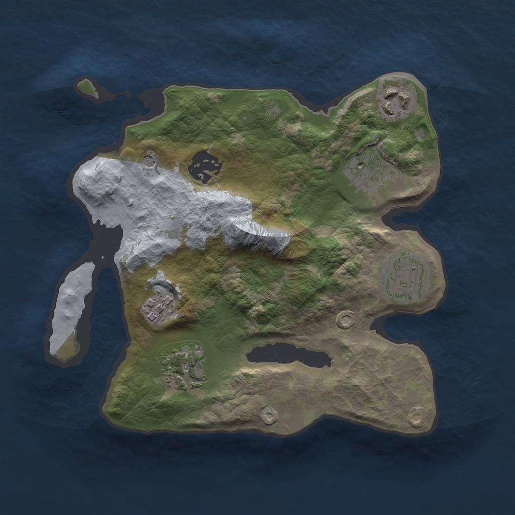 Rust Map: Barren, Size: 2500, Seed: 73623932, 9 Monuments