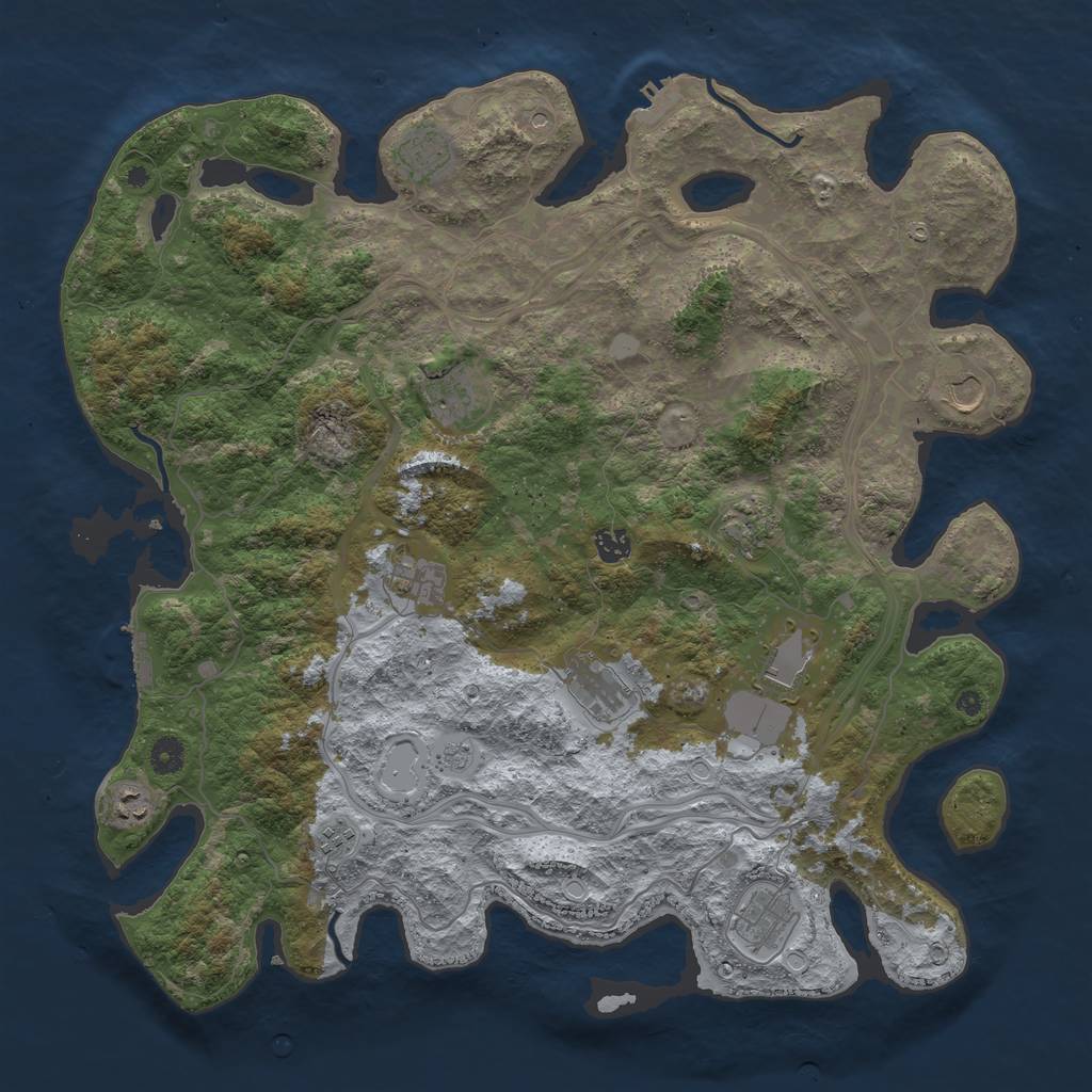 Rust Map: Procedural Map, Size: 4500, Seed: 1501112596, 20 Monuments