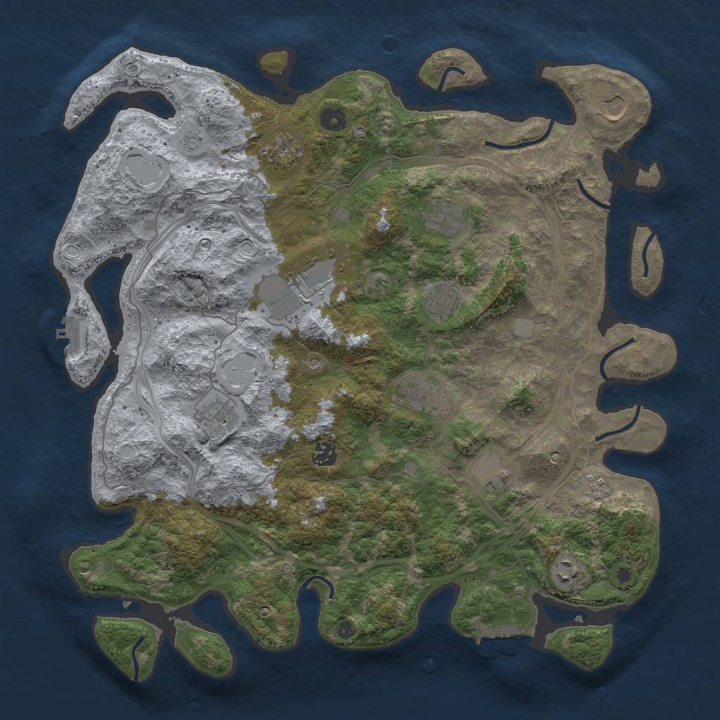 Rust Map: Procedural Map, Size: 4250, Seed: 1966705356, 18 Monuments