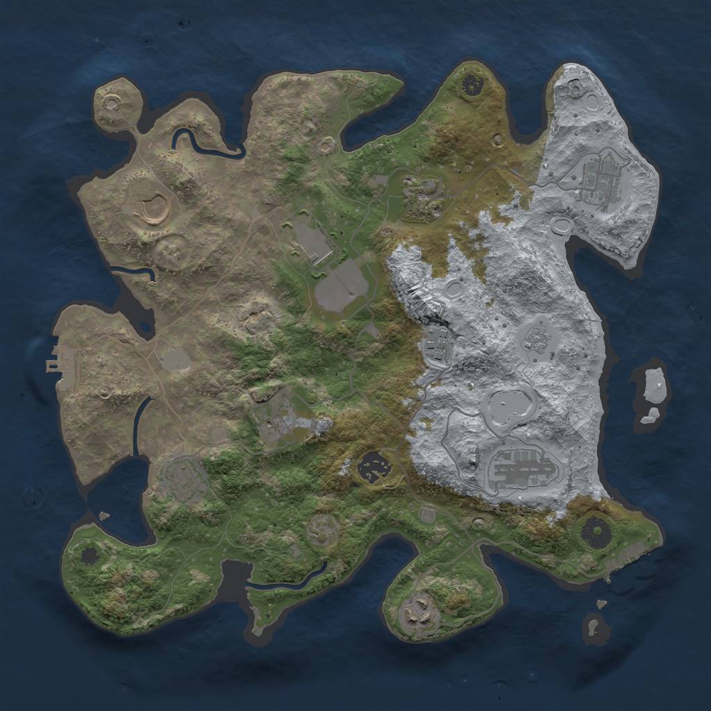 Rust Map: Procedural Map, Size: 3500, Seed: 2352122, 18 Monuments